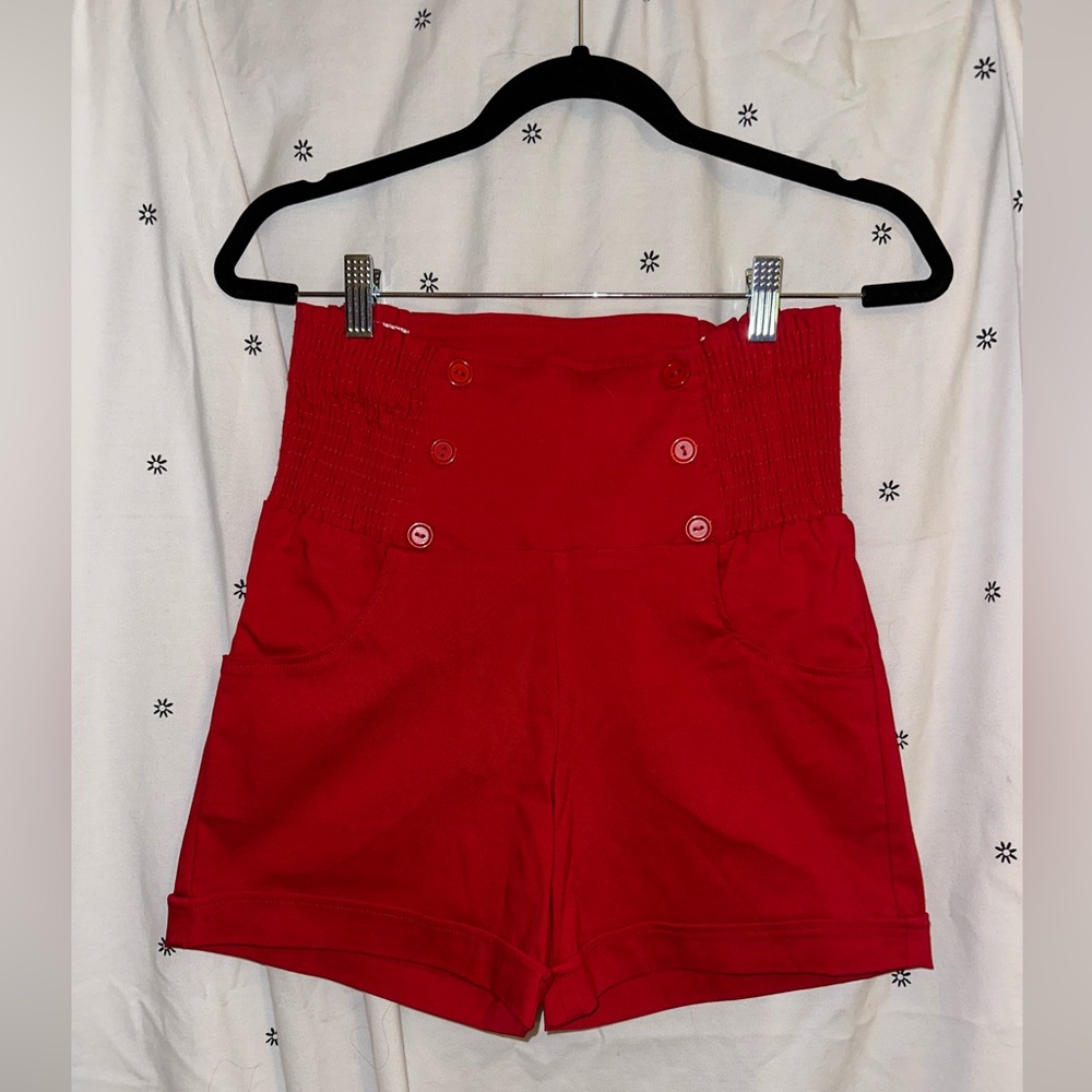 Route 3 High Waisted Red Pinup Shorts